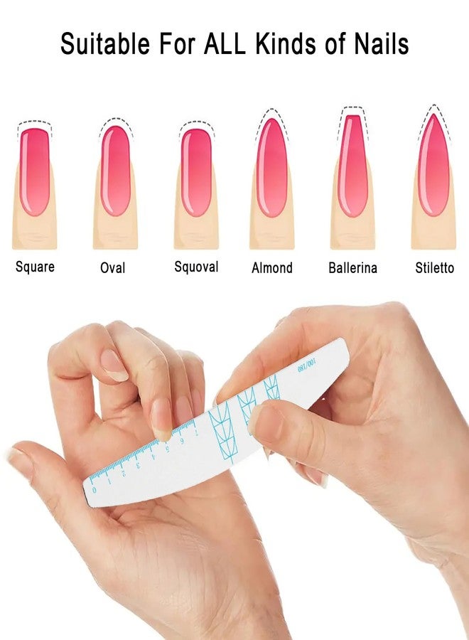 JERCLITY 10 Pieces 100/180 Grit Nail File Professional Double Sided Nail Files with Shape Guides and Ruler Manicure Pedicure Tool Nail Buffering Files - Image 5